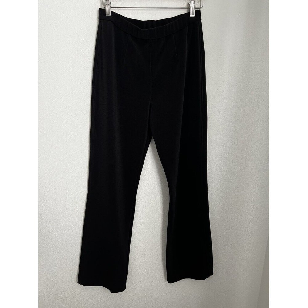 Chicos Heavyweight Knit Pull On Pants Womens Size 2/  L  Black Office Travel EUC